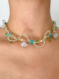 Floral garden choker with pearls and gemstones